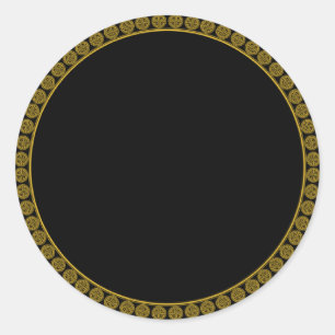 Adesivo Redondo Elegância, ouro e modelo elegante preto,