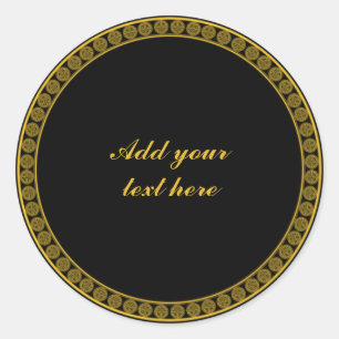 Adesivo Redondo Elegância Preto e Dourado, Personalize,