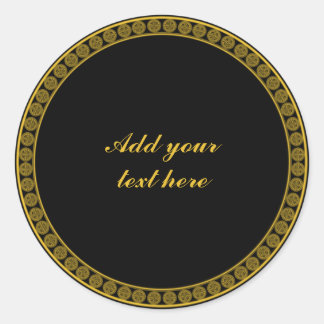 Adesivo Redondo Elegância Preto e Dourado, Personalize,