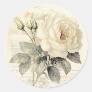 Adesivo Redondo Elegância Rústica, Shabby Chic Creme