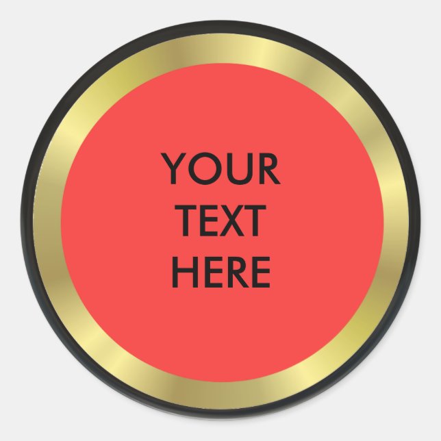 Adesivo Redondo Elegância vermelha, preta e Dourada (Frente)