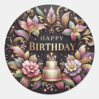 Adesivo Redondo Elegant birthday sticker