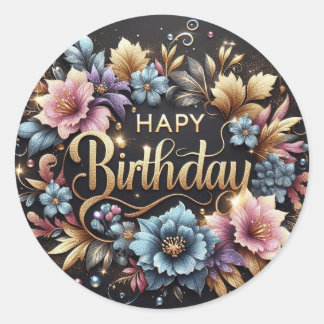 Adesivo Redondo Elegant birthday sticker 