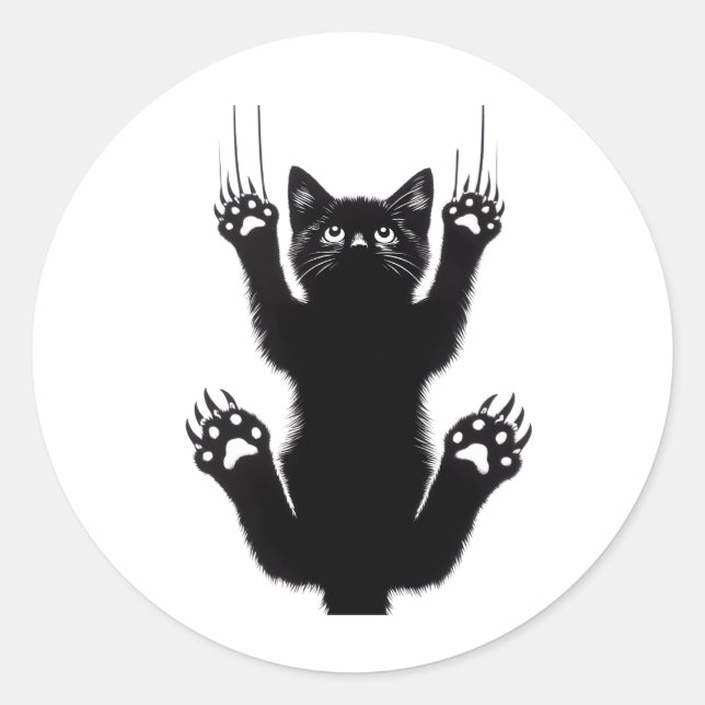 Adesivo Redondo Elegant Black Cat Illustration (Frente)