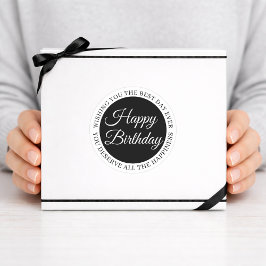 Adesivo Redondo Elegant Black “Happy Birthday” Sticker