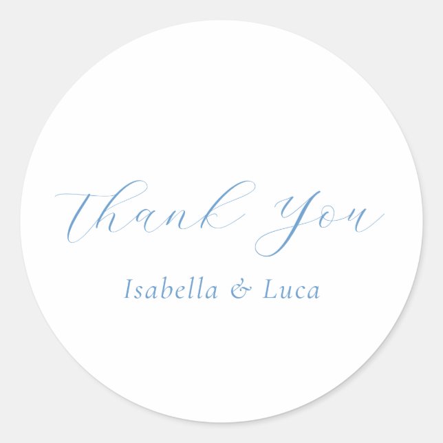 Adesivo Redondo Elegant Blue and White Coastal Chic Wedding (Frente)