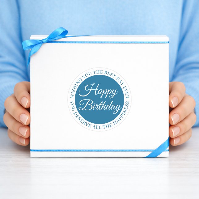 Adesivo Redondo Elegant Blue Birthday Sticker (Criador carregado)