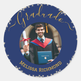 Adesivo Redondo Elegant Blue Photo Spain graduado