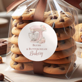 Adesivo Redondo Elegant Blush Patisserie Bakery Business