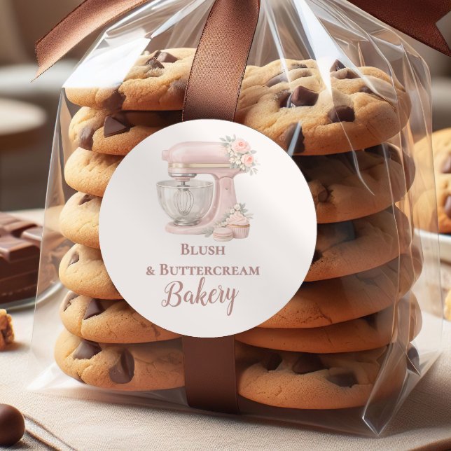Adesivo Redondo Elegant Blush Patisserie Bakery Business (Criador carregado)
