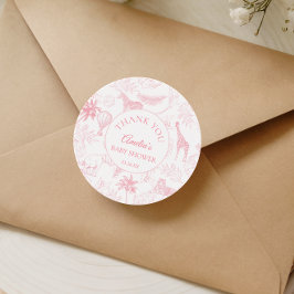 Adesivo Redondo Elegant Blush Safari Jungle Animals Baby Shower