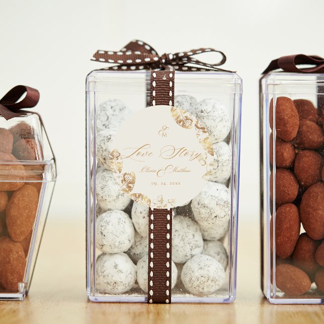 Adesivo Redondo Elegant Boho | Dourado Casamento de outono (Criador carregado)