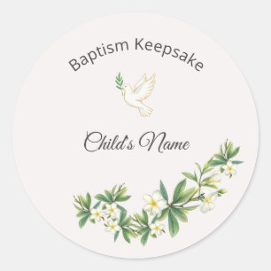 Adesivo Redondo Elegant Botanical Baptism Sticker