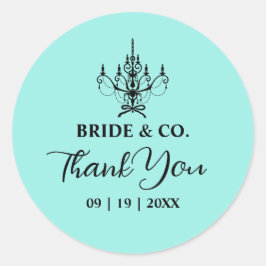 Adesivo Redondo Elegant Bride & Co. Bridal Shower Teal
