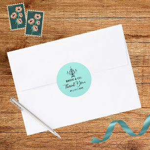 Adesivo Redondo Elegant Bride & Co. Chá de Noiva Azul Turquesa