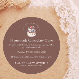 Adesivo Redondo Elegant Chocolate Berry Cake Ingredient
