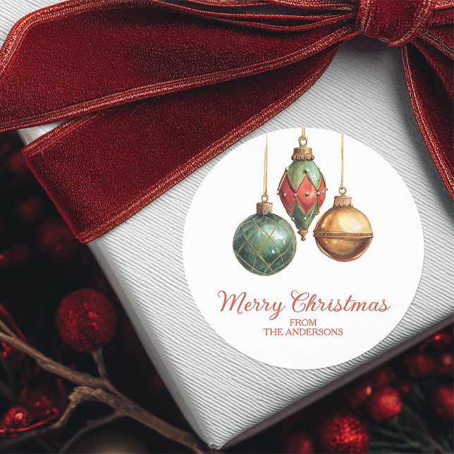 Adesivo Redondo Elegant Christmas Ornaments (Personalized Elegant Christmas Sticker)