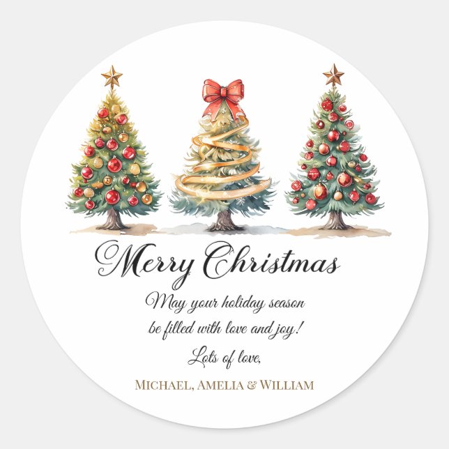 Adesivo Redondo Elegant Christmas Trees Holiday Season (Frente)