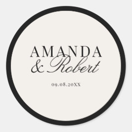 Adesivo Redondo Elegant Classy Black and Ivory Wedding