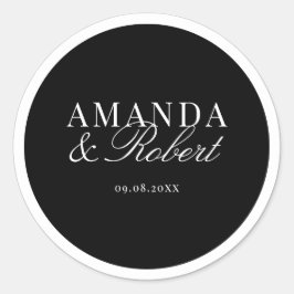 Adesivo Redondo Elegant Classy Black and White Wedding