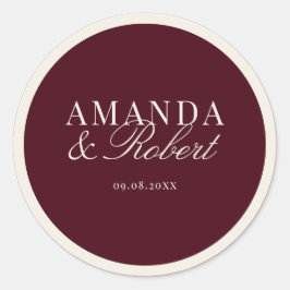 Adesivo Redondo Elegant Classy Burgundy Wedding