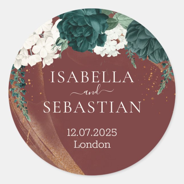 Adesivo Redondo Elegant Color Rose Floral (Frente)