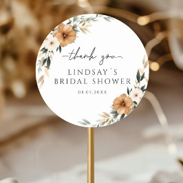 Adesivo Redondo Elegant Copper & Earthy White Bridal Shower