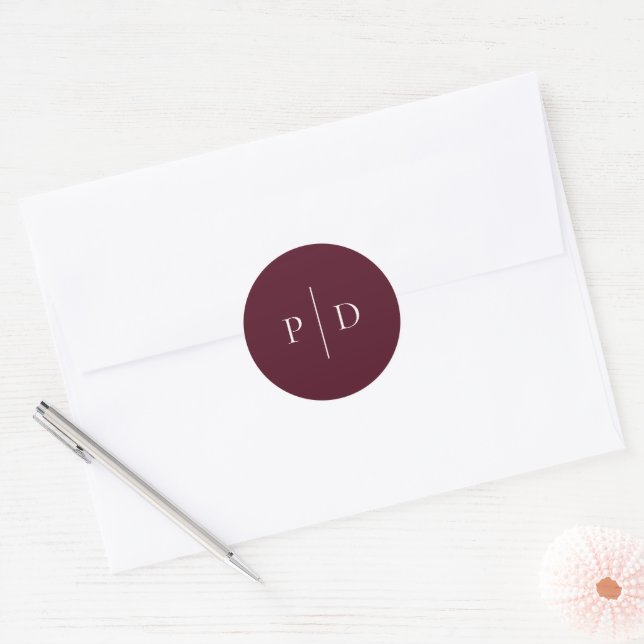 Adesivo Redondo Elegant Deep Burgundy Classic Wedding (Envelope)