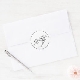 Adesivo Redondo Elegant Doodle Floral Monogram
