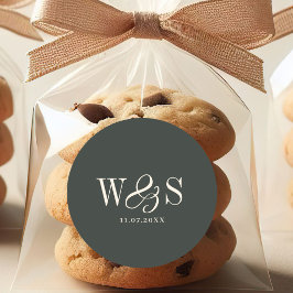 Adesivo Redondo Elegant ebony initial wedding couples