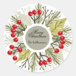 Adesivo Redondo Elegant Editable Christmas Circle Sticker
