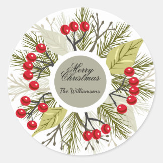 Adesivo Redondo Elegant Editable Christmas Circle Sticker