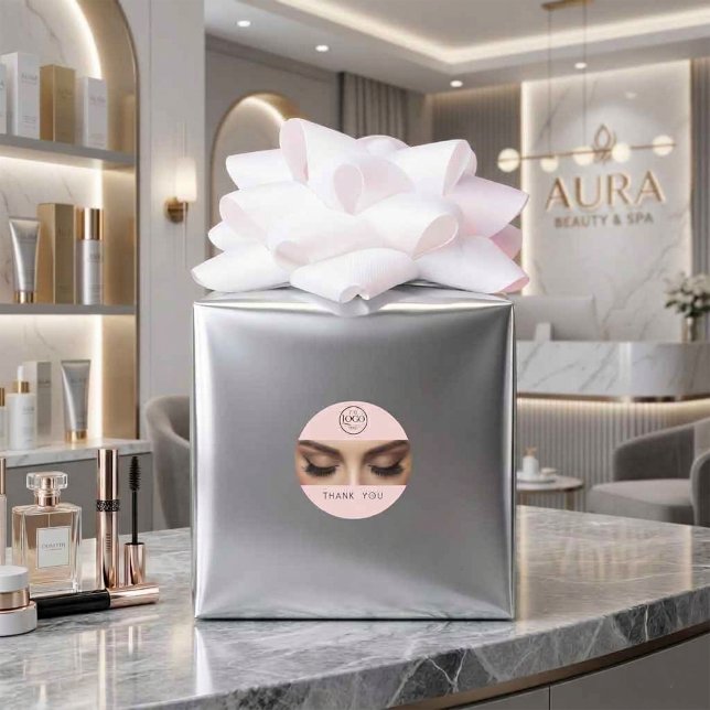 Adesivo Redondo Elegant Eyelash Extension Makeup Artist Logo (Elegant Eyelash Extension Makeup Artist Logo Classic Round Sticker)