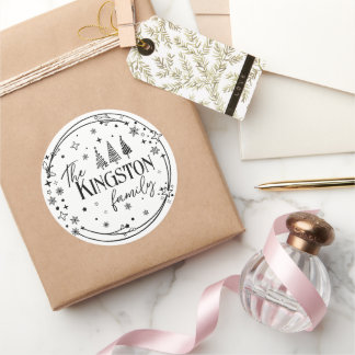 Adesivo Redondo Elegant Family Name Business Gift