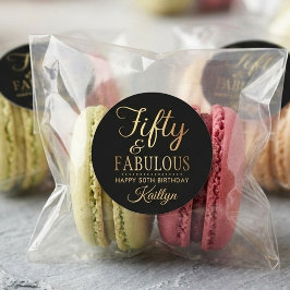 Adesivo Redondo Elegant Fifty and Fabulous! 50th Birthday Party