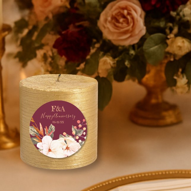 Adesivo Redondo Elegant Floral Anniversary Sticker (Criador carregado)