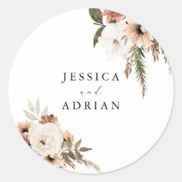 Adesivo Redondo Elegant Floral Boho Wedding