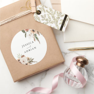 Adesivo Redondo Elegant Floral Boho Wedding
