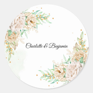 Adesivo Redondo Elegant Floral Greenery Wedding Favor Sticker