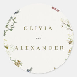 Adesivo Redondo Elegant Floral Wedding Small Round Sticker |