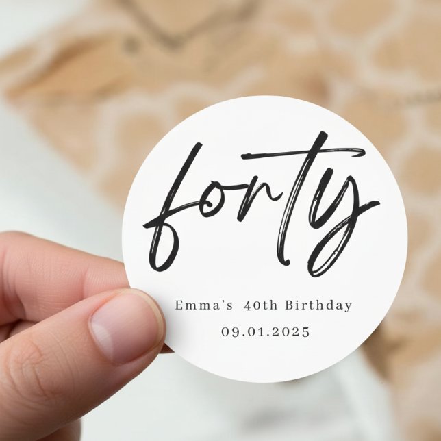 Adesivo Redondo Elegant Forty Birthday Party Stickers (Criador carregado)