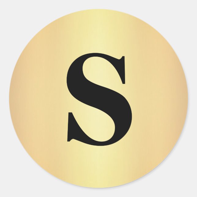 Adesivo Redondo Elegant Glitter Gold Monogram Envelope Seal (Frente)