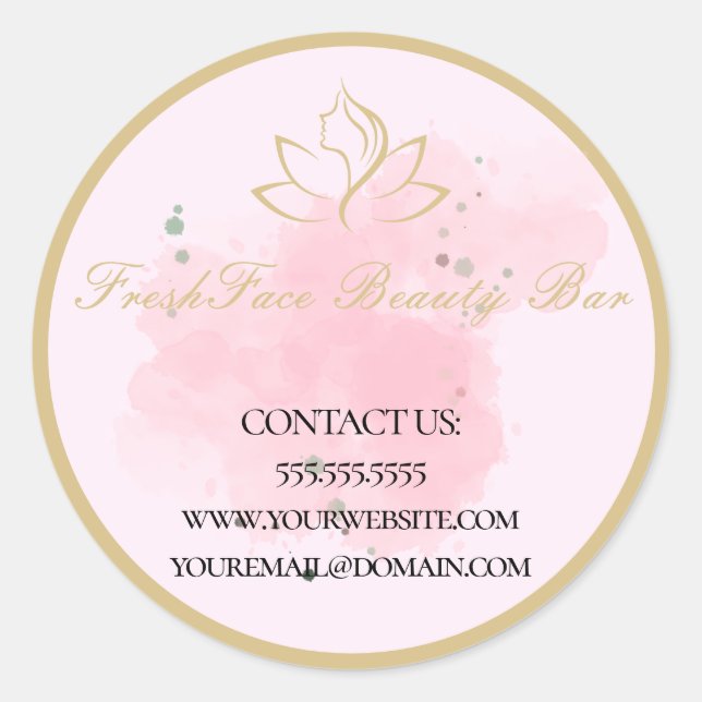 Adesivo Redondo Elegant gold and black beauty salon (Frente)