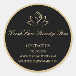 Adesivo Redondo Elegant gold and black beauty salon