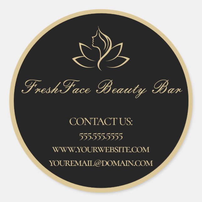 Adesivo Redondo Elegant gold and black beauty salon (Frente)
