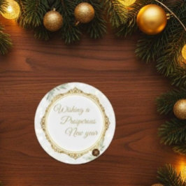 Adesivo Redondo Elegant Gold Ornate Frame Round Sticker with Eucal