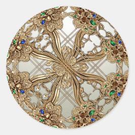 Adesivo Redondo Elegant Gold Ornate Sticker