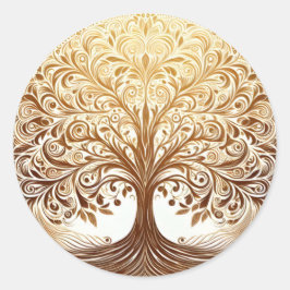 Adesivo Redondo Elegant Gold Tree of Life Celebration Spiritual