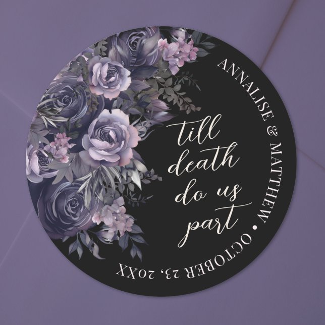 Adesivo Redondo Elegant Gothic Wedding (Elegant Gothic Wedding Classic Round Sticker)