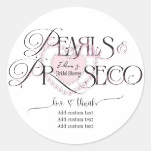 Adesivo Redondo Elegant Heart Pérolas Prosecco Bebida Espumante Ch